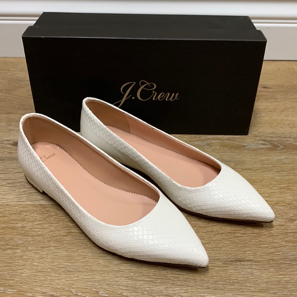 J.Crew Pointy Toe Flat In Python. White, Size: Eu… - image 1